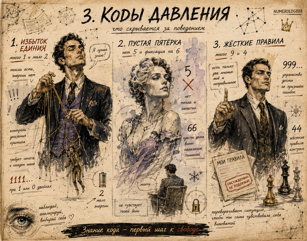 Коды давления в нумерологии: избыток единиц, пустая пятерка, жесткие правила